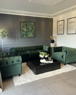 Sofa 3 personers CHESTERFIELD Velour Smaragdgrøn