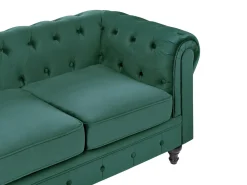 Sofa 3 personers CHESTERFIELD Velour Smaragdgrøn