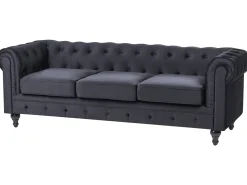 Sofa 3 personers CHESTERFIELD Velour Sort