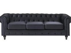 Sofa 3 personers CHESTERFIELD Velour Sort