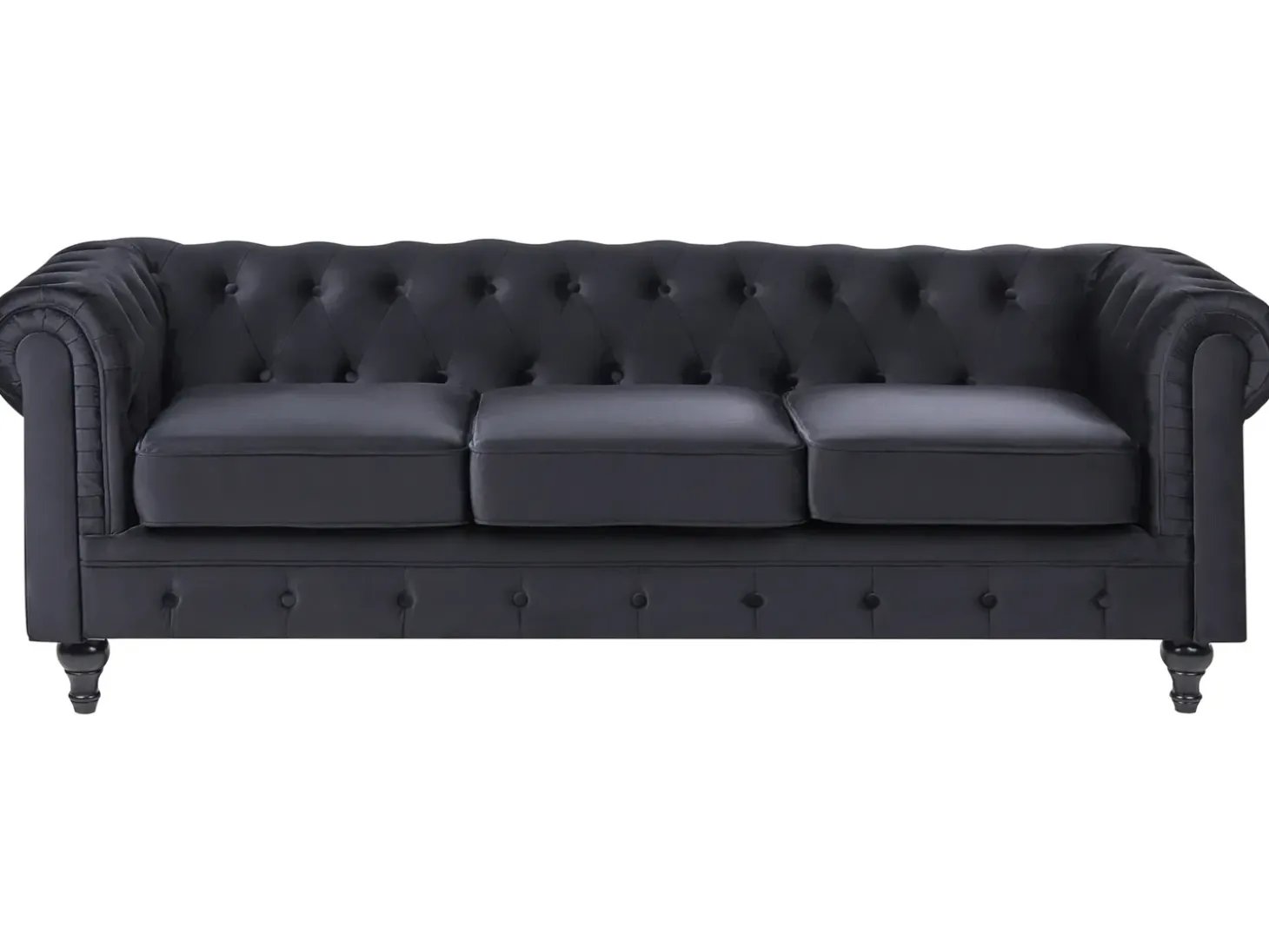 Sofa 3 personers CHESTERFIELD Velour Sort