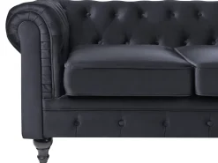 Sofa 3 personers CHESTERFIELD Velour Sort
