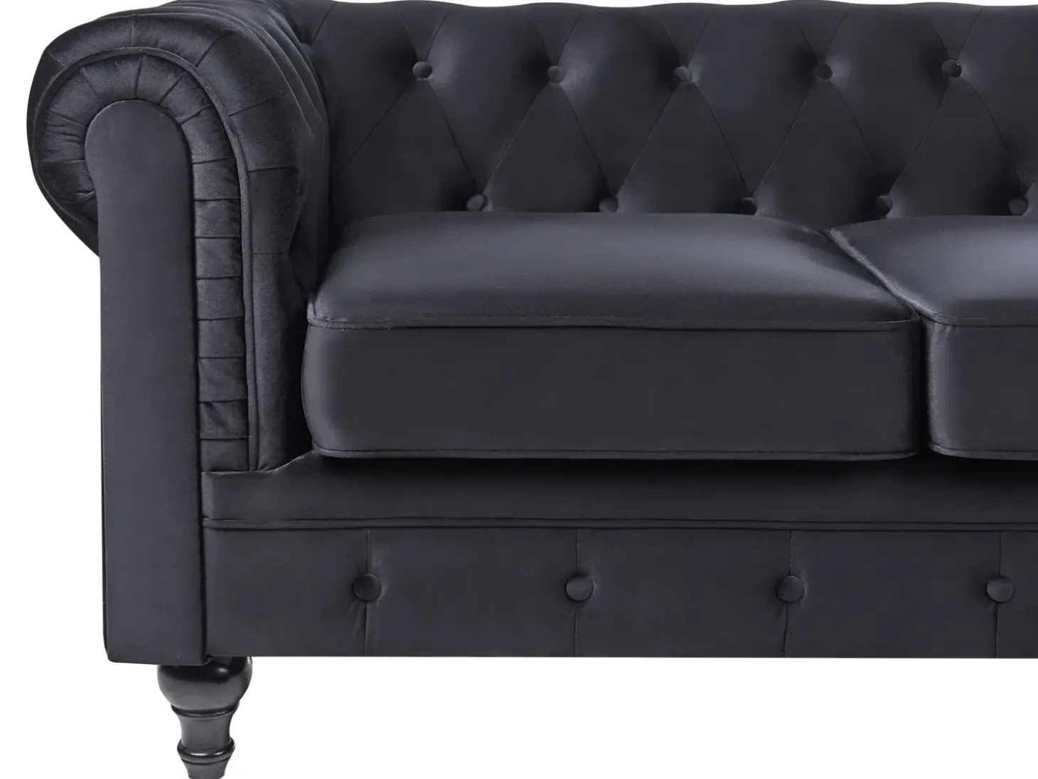 Sofa 3 personers CHESTERFIELD Velour Sort