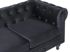 Sofa 3 personers CHESTERFIELD Velour Sort