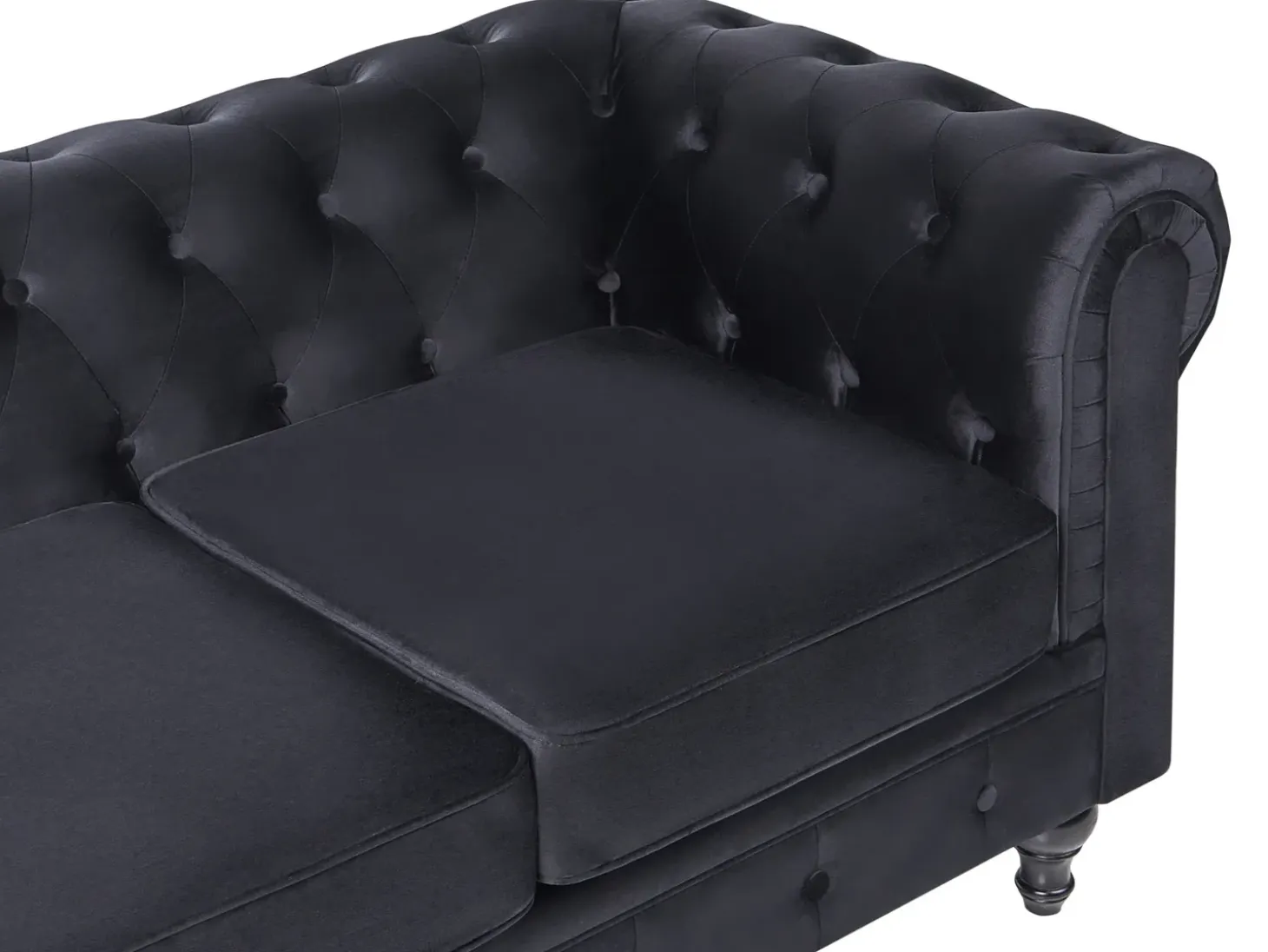 Sofa 3 personers CHESTERFIELD Velour Sort