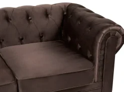 Sofa 3 personers CHESTERFIELD Velour Mørkebrun