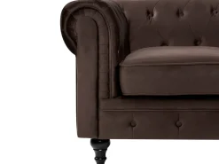 Sofa 3 personers CHESTERFIELD Velour Mørkebrun