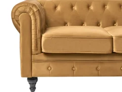 Sofa 3 personers CHESTERFIELD Velour Guld