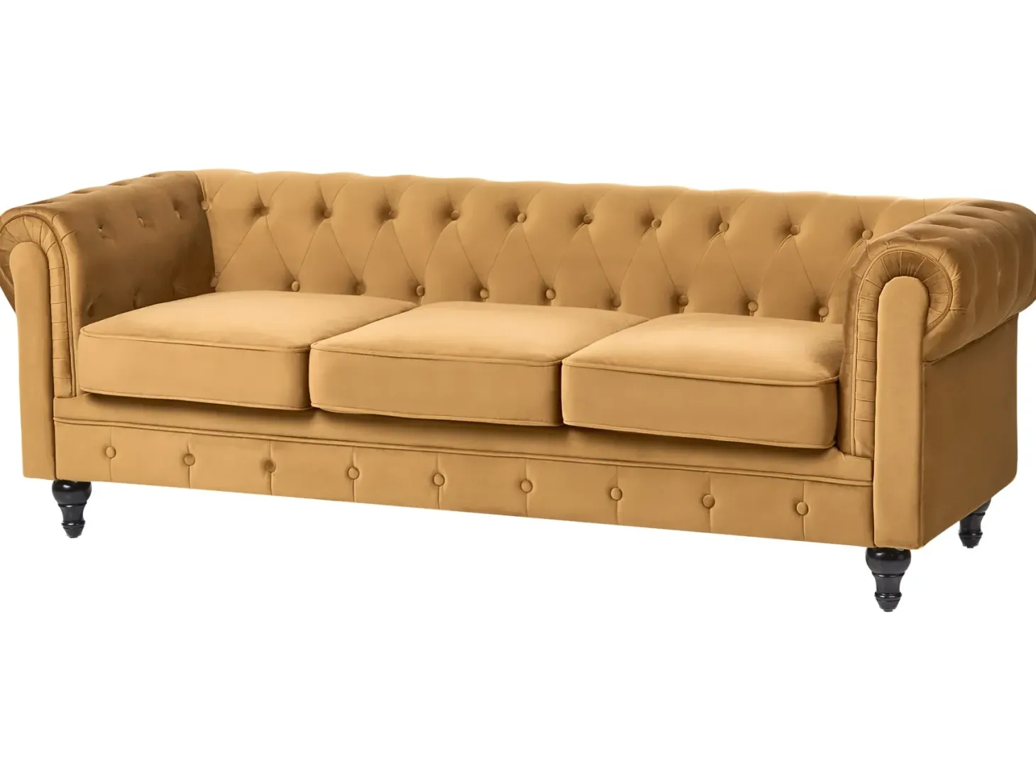 Sofa 3 personers CHESTERFIELD Velour Guld