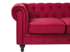 Sofa 3 personers CHESTERFIELD Velour Mørkerød
