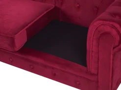 Sofa 3 personers CHESTERFIELD Velour Mørkerød