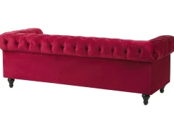 Sofa 3 personers CHESTERFIELD Velour Mørkerød