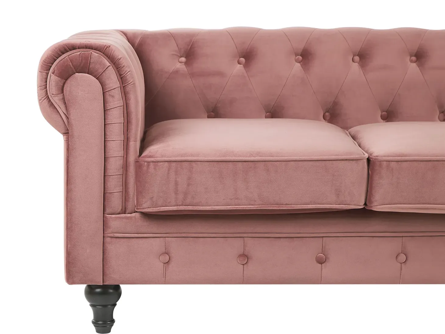 Sofa 3 personers CHESTERFIELD Velour Lyserød