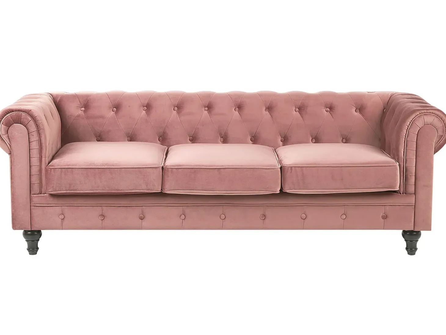 Sofa 3 personers CHESTERFIELD Velour Lyserød