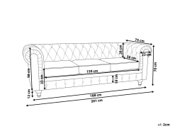 Sofa 3 personers CHESTERFIELD Velour Lyserød