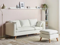 Sofa 3 personers DALVIK Hvid med fodskammel