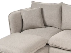 Sofa 3 personers DALVIK Lysebrun med fodskammel
