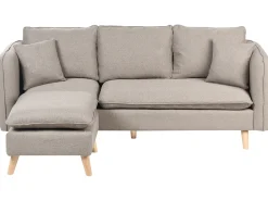 Sofa 3 personers DALVIK Lysebrun med fodskammel