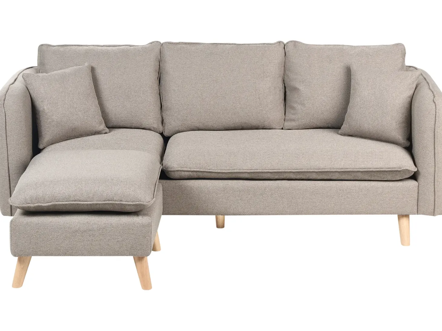 Sofa 3 personers DALVIK Lysebrun med fodskammel