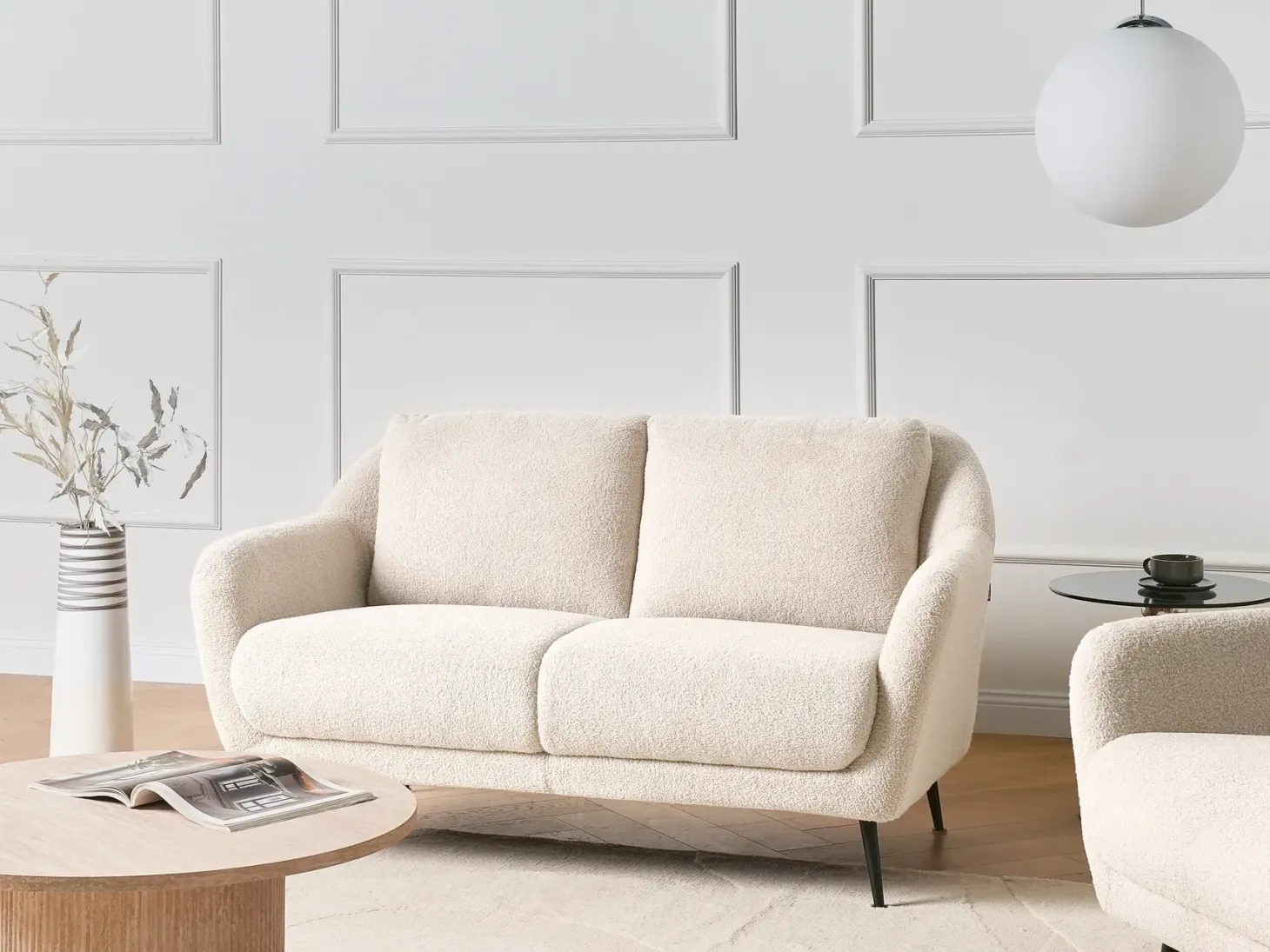 Sofa 2 personers EIBY Boucle Beige