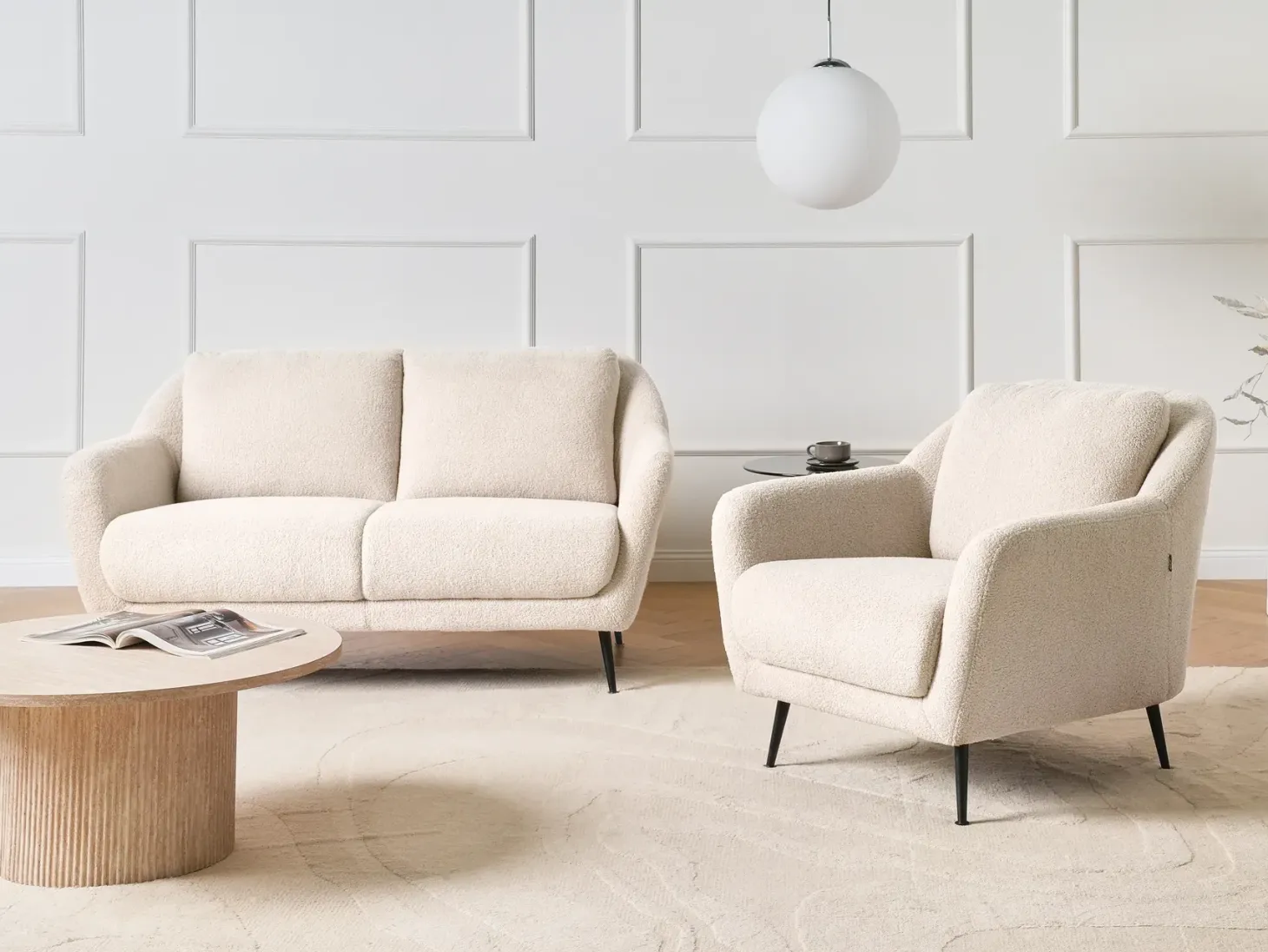 Sofa 2 personers EIBY Boucle Beige