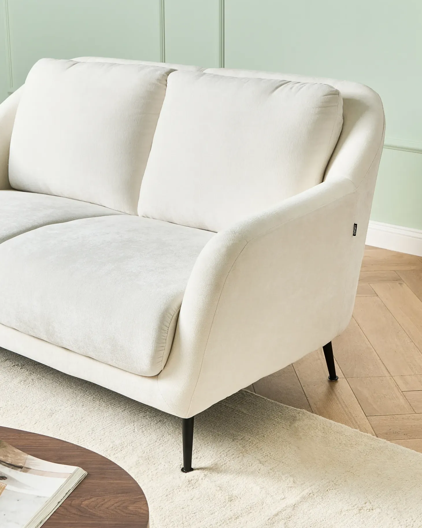 Sofa 2 personers EIBY Chenille Hvid