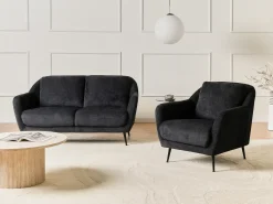 Sofa 2 personers EIBY Chenille Sort