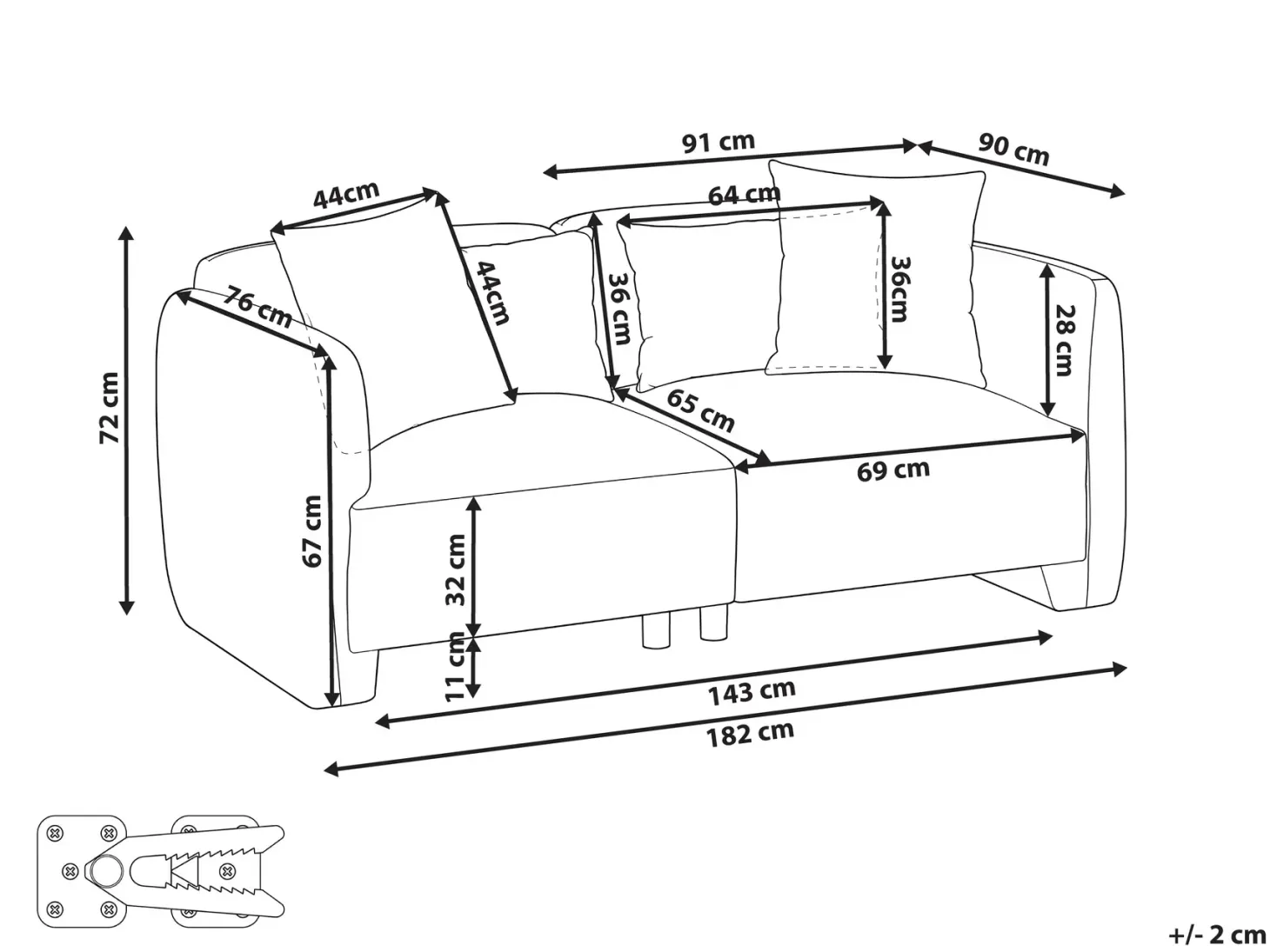 Sofa 3 personers EKENES Boucle Beige