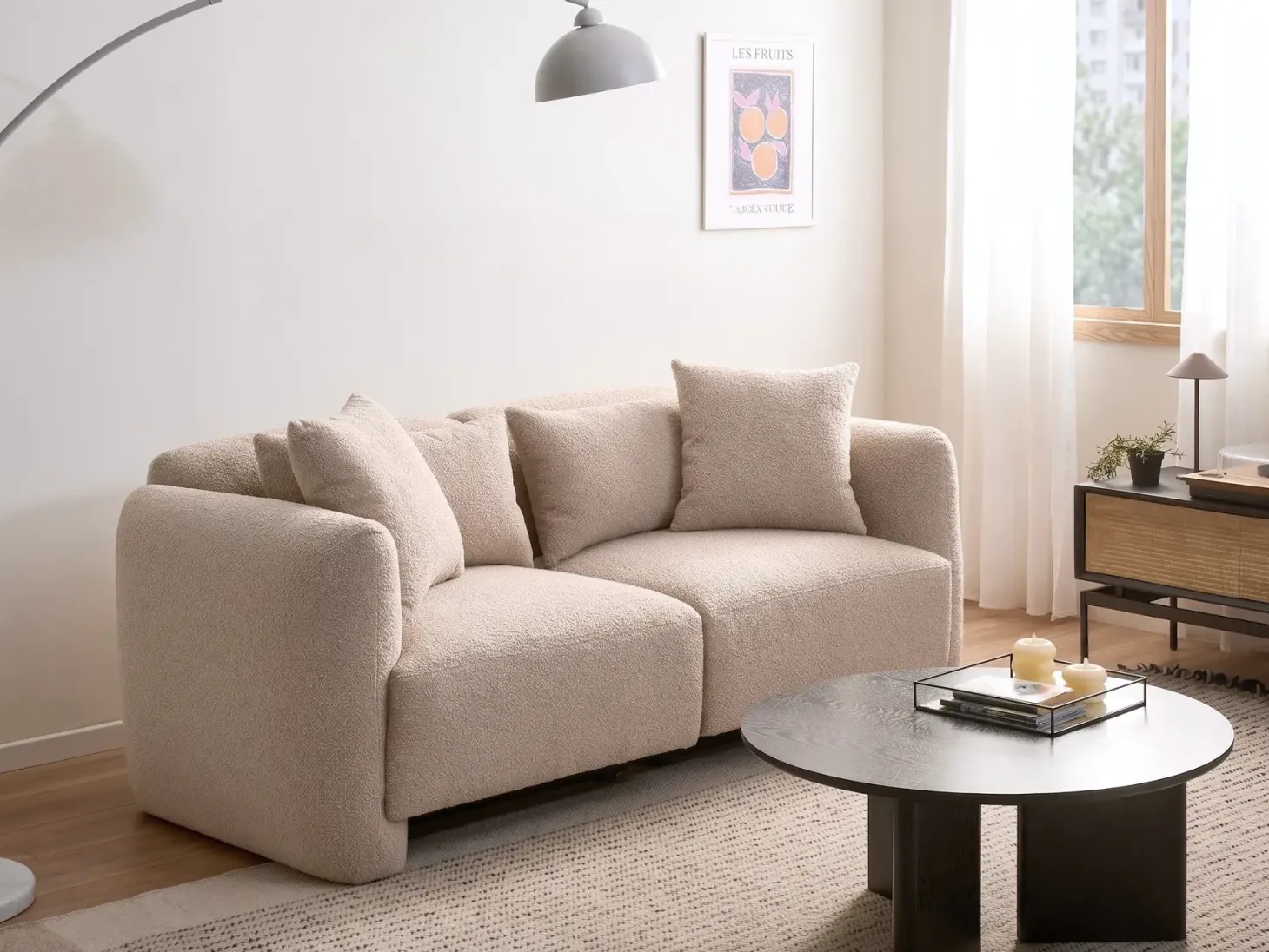Sofa 3 personers EKENES Boucle Beige