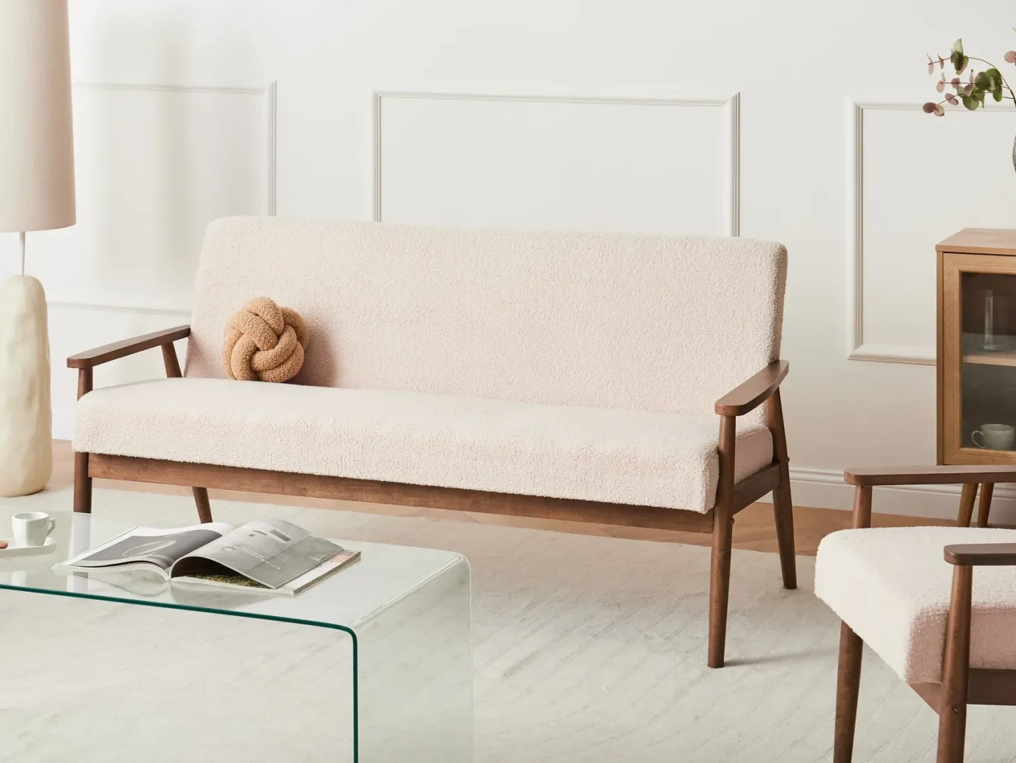 Sofa 3 personers ESRUM Boucle Mørkebrun/beige