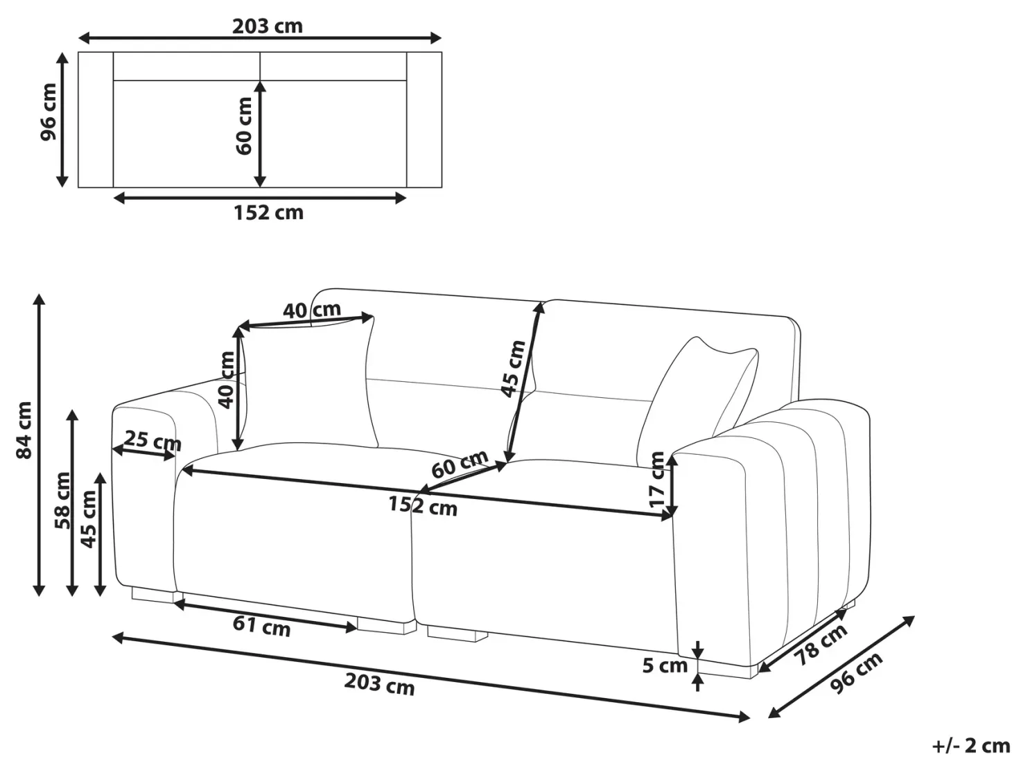 Sofa 3 personers FAUSKAN Lys Beige
