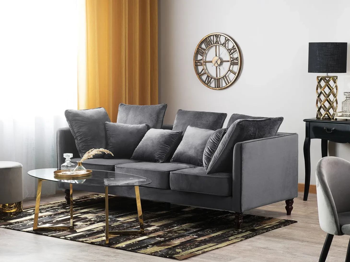Sofa 3 personers FENSTAD Velour Grå