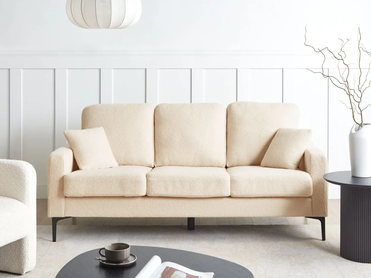 Sofa 3 personers GAVLE Boucle Beige