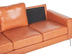 Sofa 3 personers GAVLE Kunstlæder Guldbrun