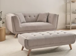 Sofa 2 personers HABO Brungrå med fodskammel