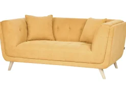 Sofa 2 personers HABO Sennepsgul med fodskammel