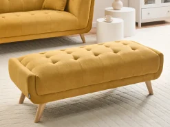 Sofa 2 personers HABO Sennepsgul med fodskammel