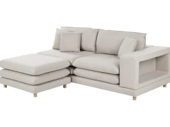Sofa 2 personers HEDEN Beige med fodskammel
