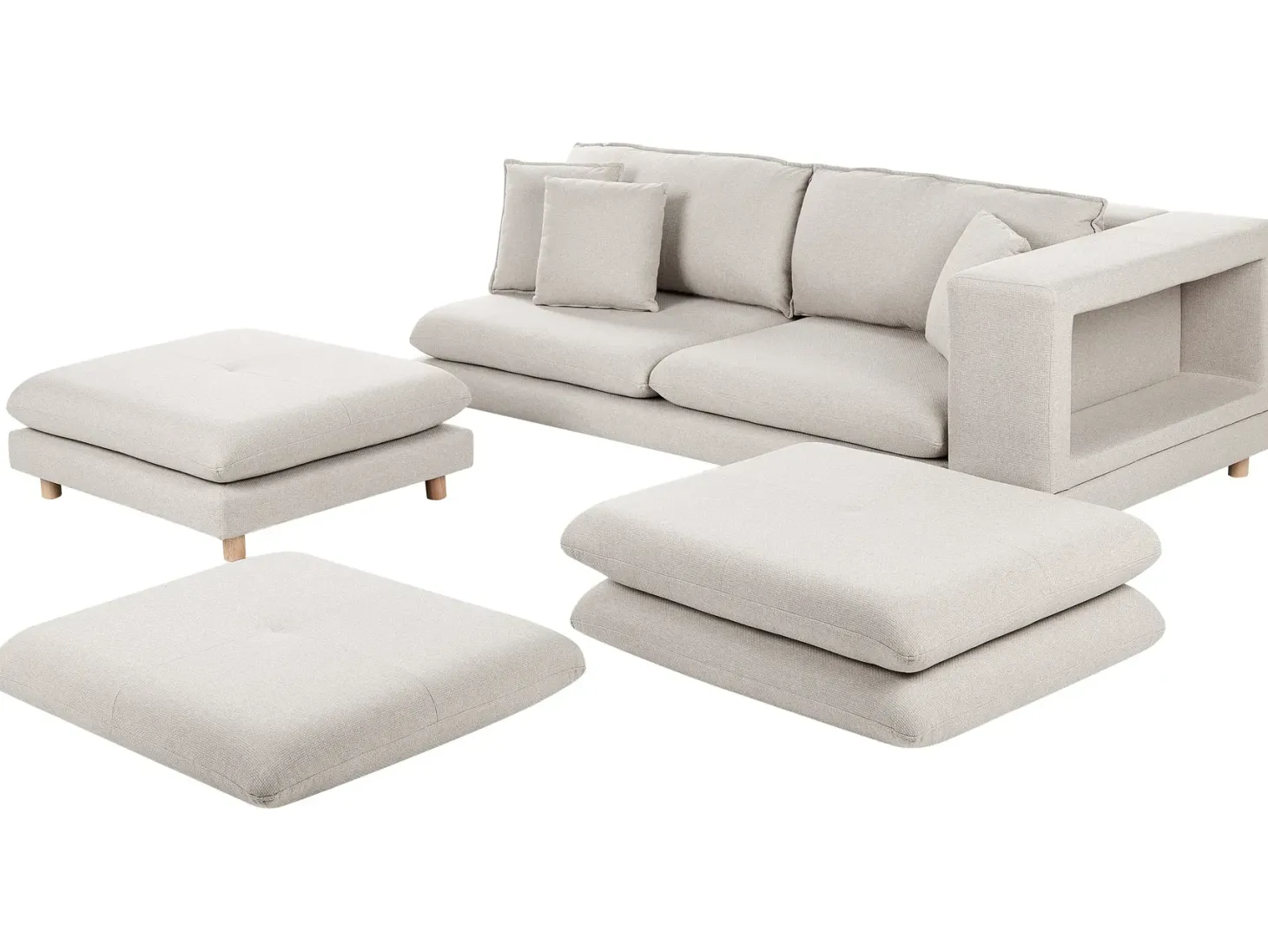 Sofa 2 personers HEDEN Beige med fodskammel