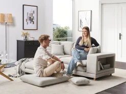 Sofa 2 personers HEDEN Beige med fodskammel