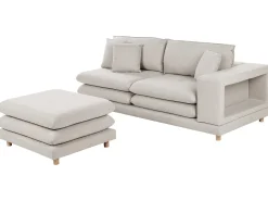 Sofa 2 personers HEDEN Beige med fodskammel
