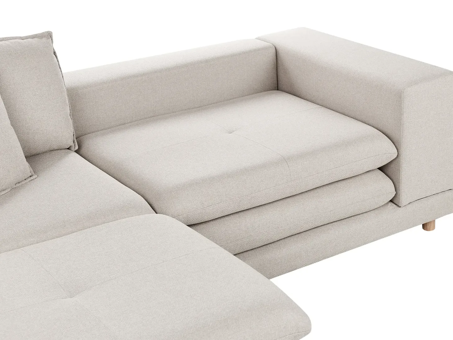 Sofa 2 personers HEDEN Beige med fodskammel