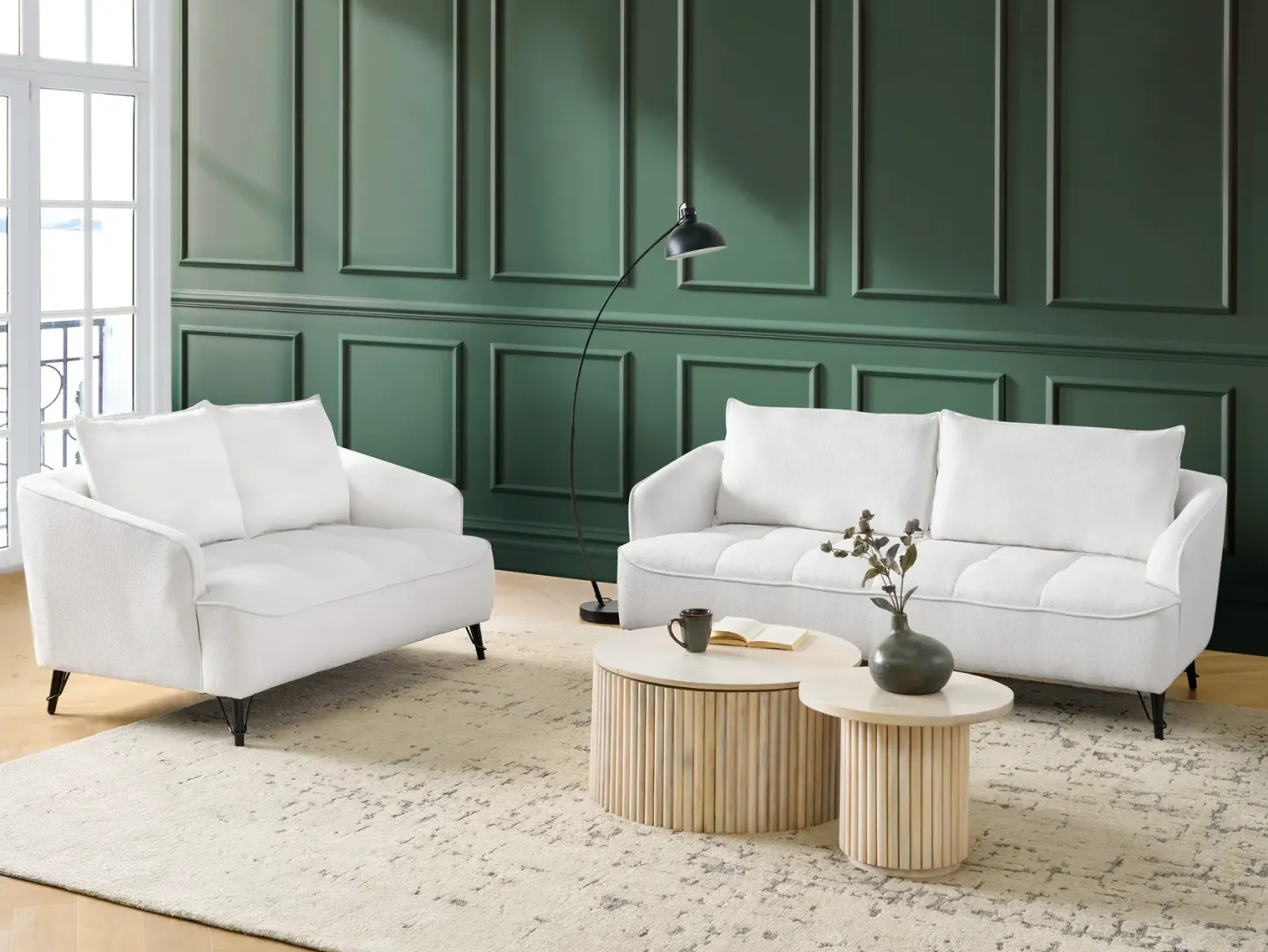 Sofa 2 personers HOBRO Boucle Hvid