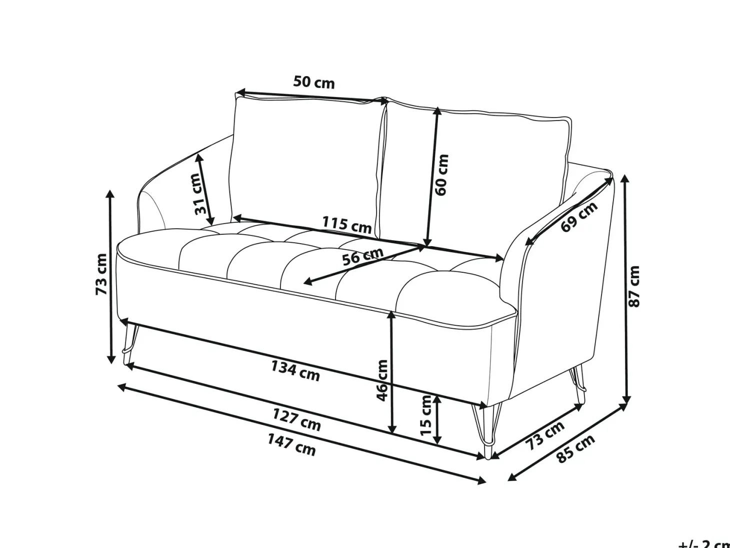 Sofa 2 personers HOBRO Boucle Hvid