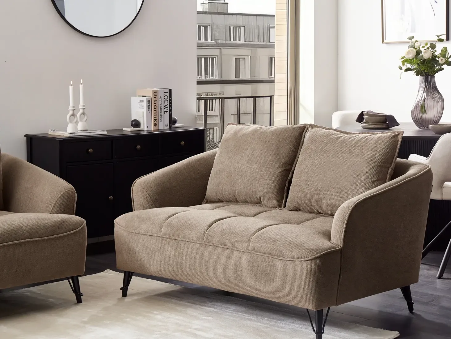 Sofa 2 personers HOBRO Lysebrun