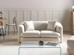 Sofa 2 personers HUSBY Boucle Cremehvid