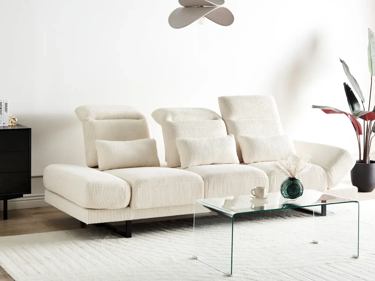 Sofa 3 personers IKAST Fløjl Lys Beige