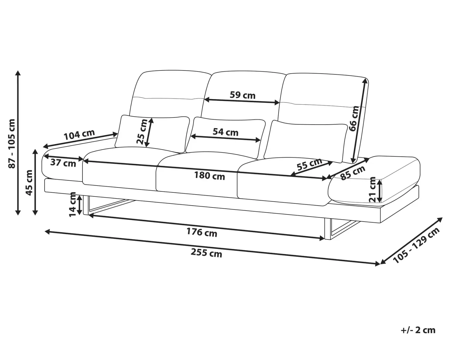 Sofa 3 personers IKAST Fløjl Lys Beige