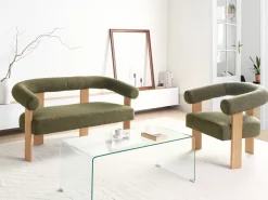 Sofa 2 personers ILBRO Boucle Grøn/ Lysebrun