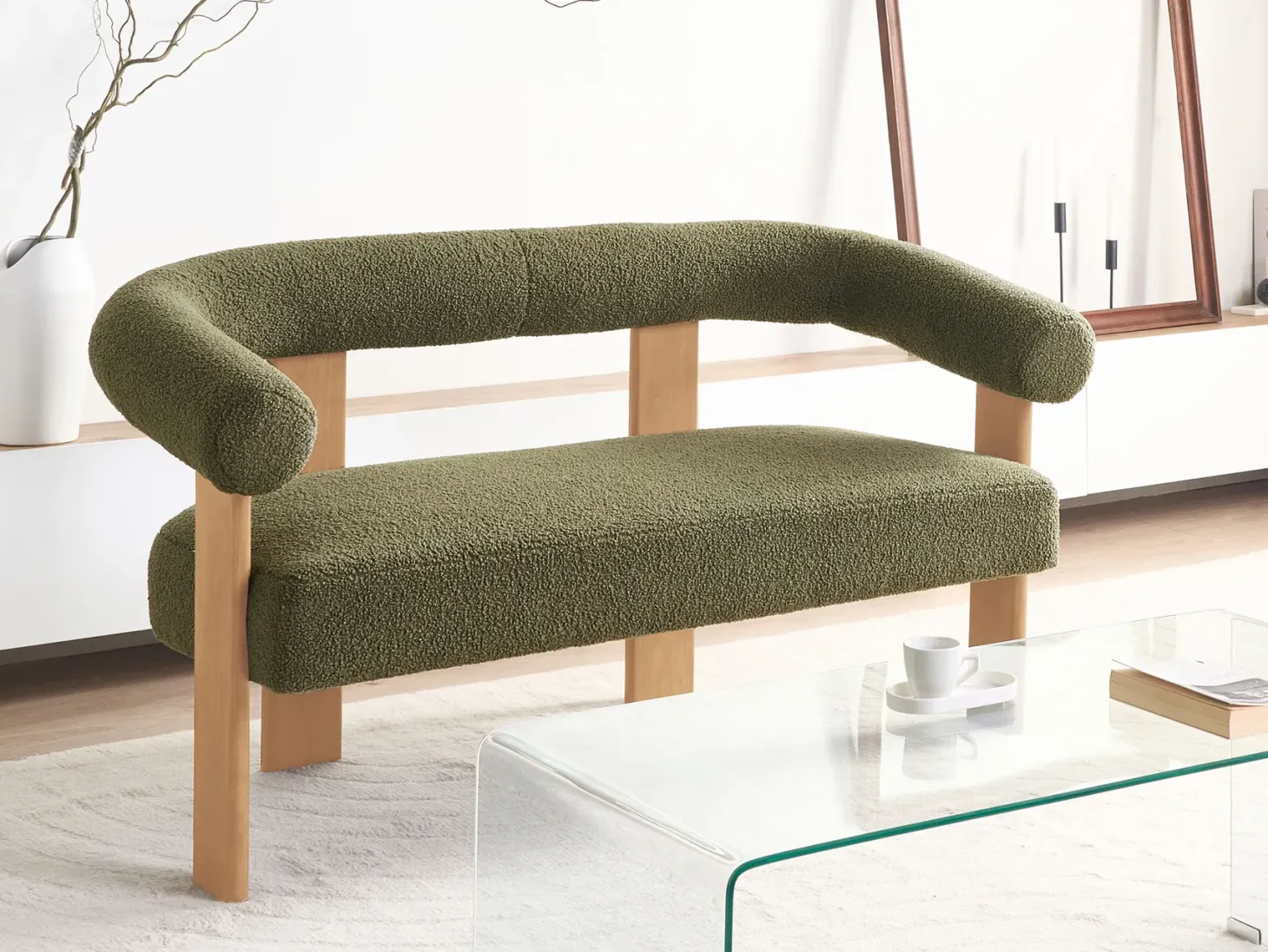 Sofa 2 personers ILBRO Boucle Grøn/ Lysebrun